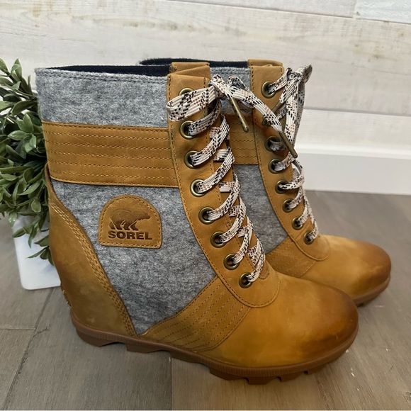 Sorel Lexie Wedge Boots Camel Brown Womens 8.5 - Picture 7 of 11